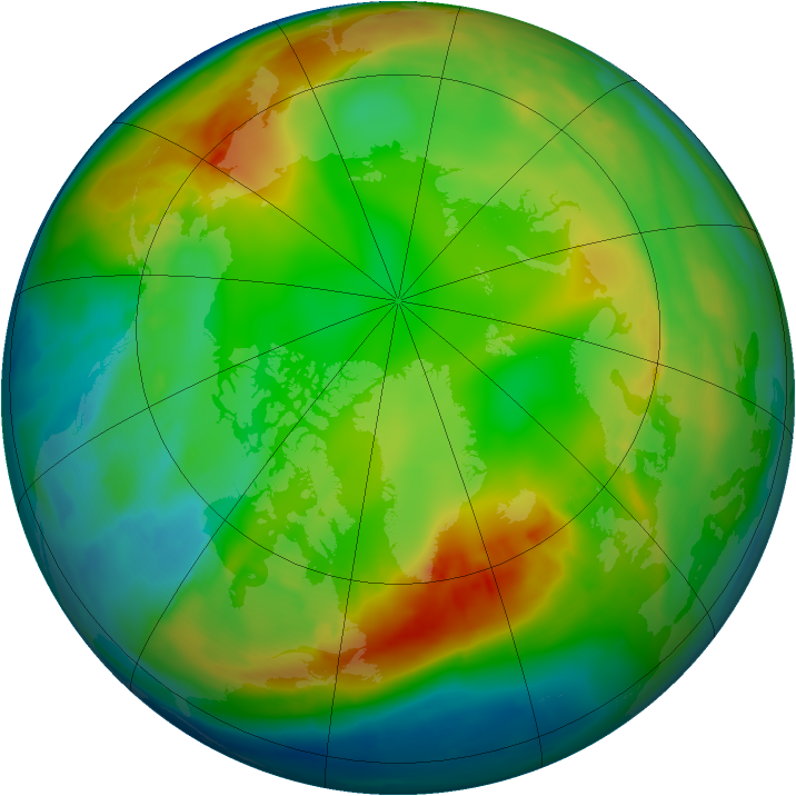 Arctic ozone map for 16 January 2009